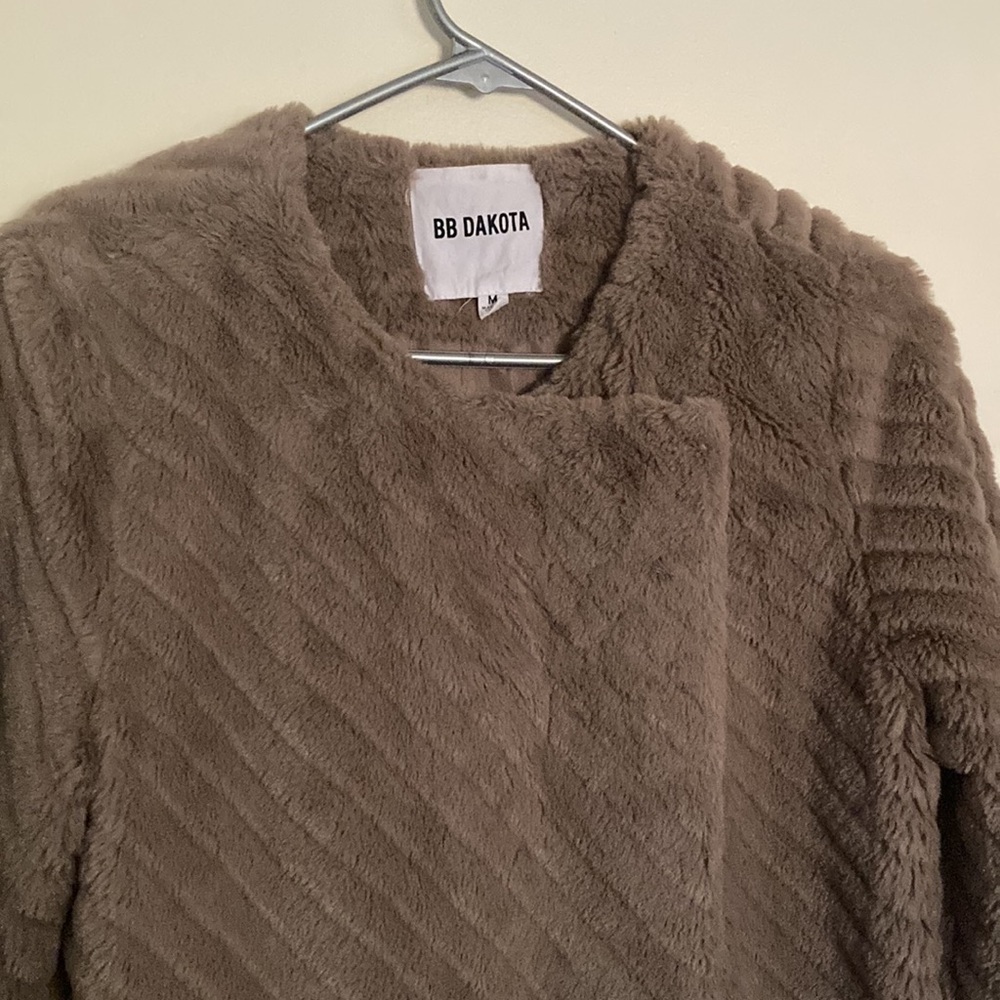 BB Dakota Brown Gray Faux Fur Swing Coat Vintage Teddy Winsford Jacket - Picture 6 of 12